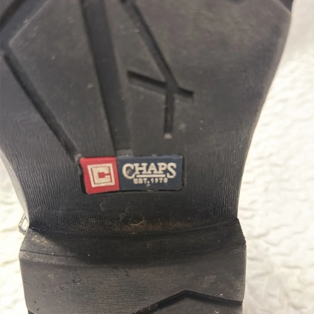 Chaps Black Leather Men's Boots